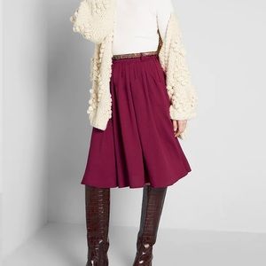 ModCloth Breathtaking Tiger Lilly Skirt in Merlot XS